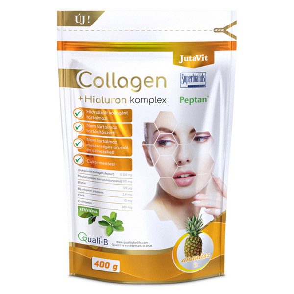 JutaVit Collagen + Hialuron Komplex ananász ízű italpor (400g)